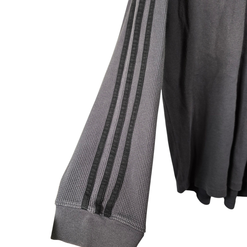 Adidas Men's Gray Ribbed Thermal Knit Long Sleeve Shirt Size 2XL - Picture 11 of 11